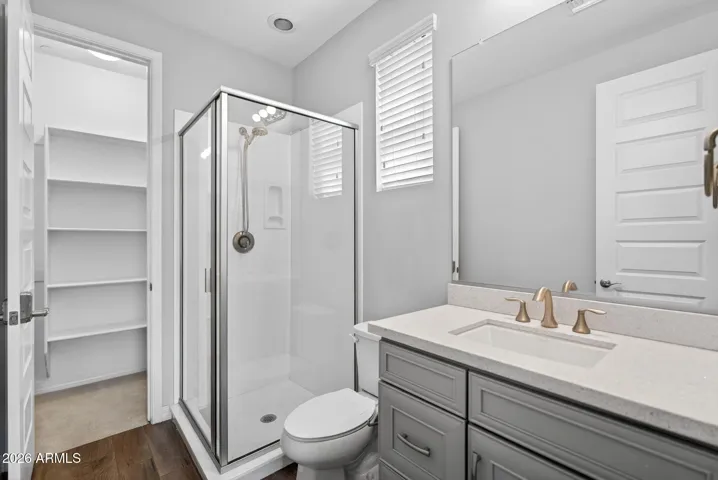 Full shower and a large closet!