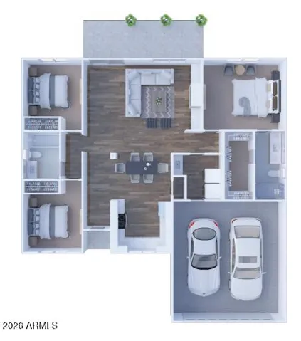 1,364 floor plan, 3D.