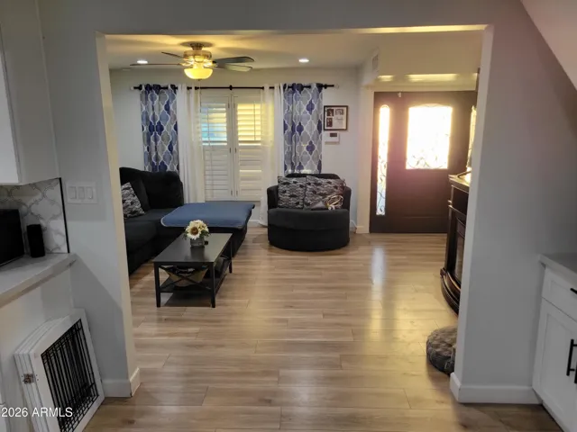 Living room view from dining