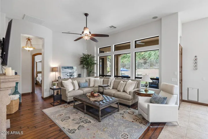 Enjoy the two-way Stone Fireplace in the Great room.