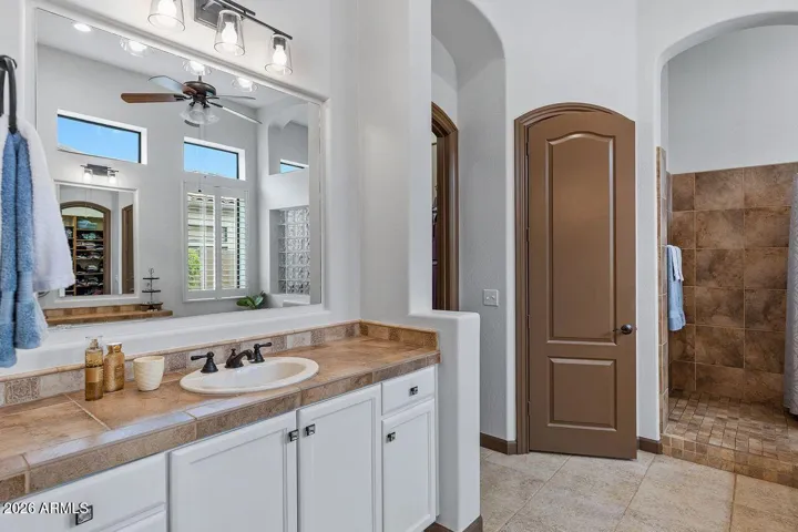 Relaxing separate Walk in shower and jetted tub.