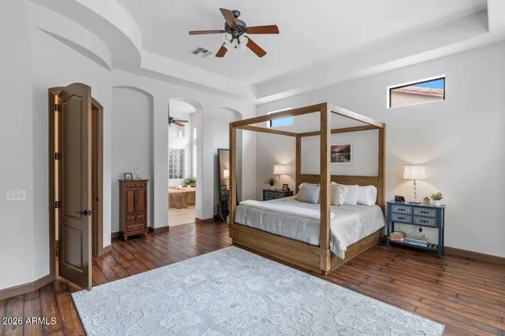 Oversized with sitting room space and separate exit to the Pool & Patio to enjoy your morning coffee or evening beverage with the private patio access.