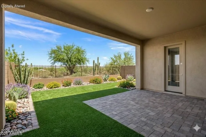 This is an AI rendering. A typical landscape contractor could take 2-3 days for installation and depending on materials used a range of $7,500-12,500. The seller is not offering any landscaping credits and this is strictly informational.