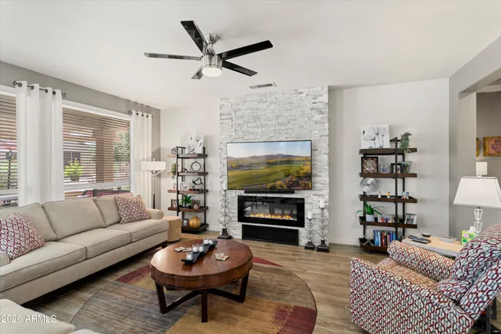 Most of the window treatment, ceiling fans have been updated. Most of the windows have been replaced.