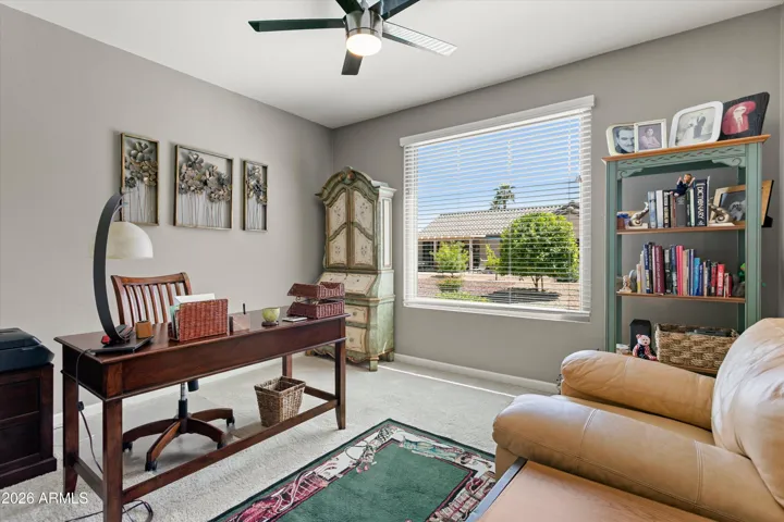 Large office/den looks to the backyard