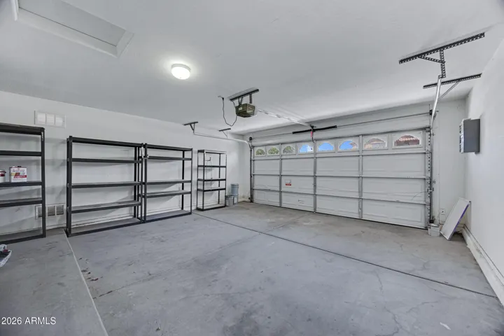 Garage with shelves