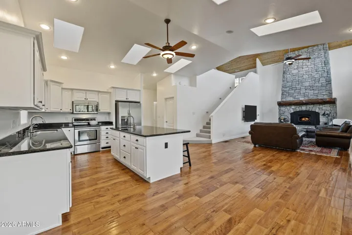 with stairs going up to loft