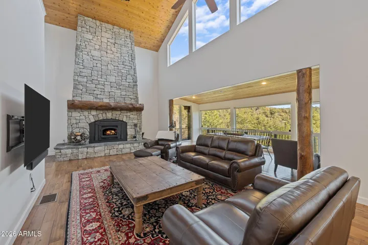Stone Fireplace & a View that Steals the Show