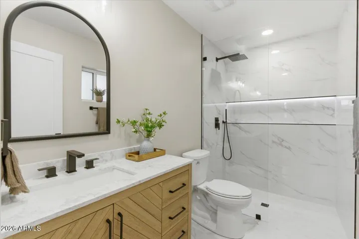 Third bathroom Suite! Custom Curb-less Shower! Custom Glass Shower Panel!
