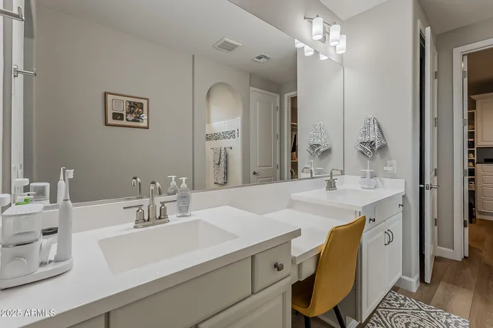 Staggered Vanity with Makeup Counter and drawers