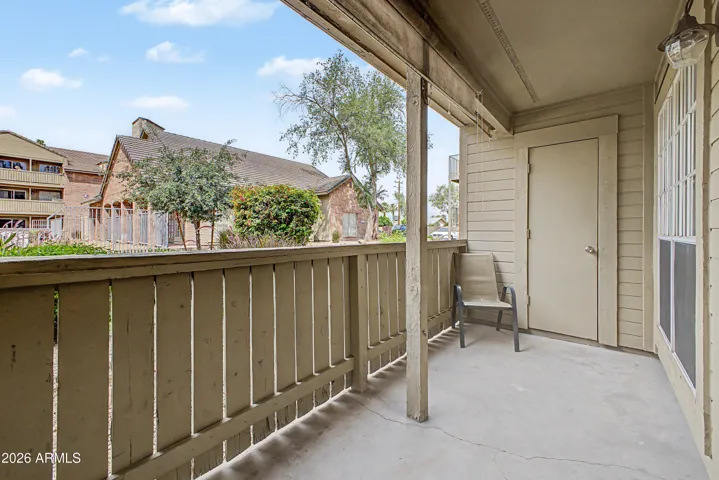 Large patio with nice size storage closet.