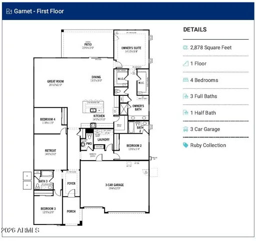 Base floorplan shown. Actual floorplan may vary based on architectural options not shown, when applicable.