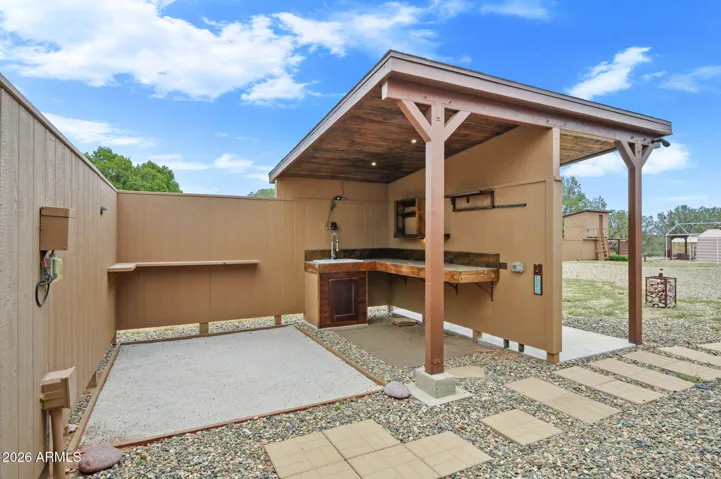 This area has Power, TV Mount, Shelving, and is Spa Ready.