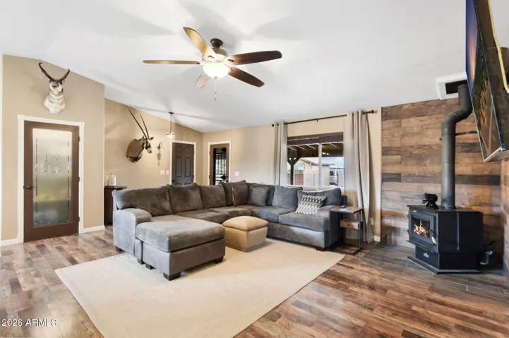 Living Room has Wood Stove, adding Charm and Comfort.