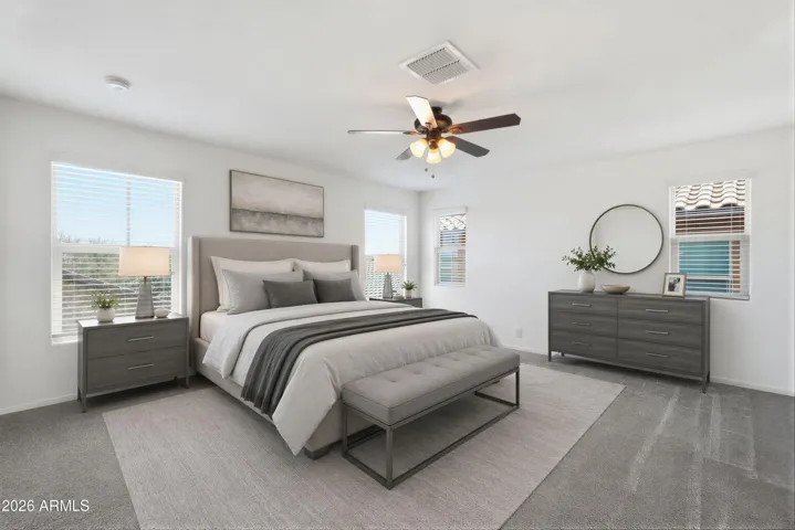 Master bedroom, virtually staged
