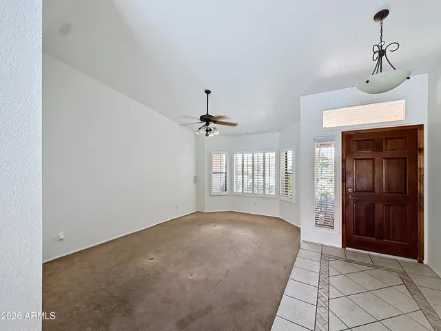 Plantation shutter and vaulted entry