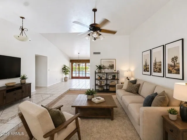 Virtually staged living room