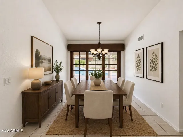 Virtually staged dining room