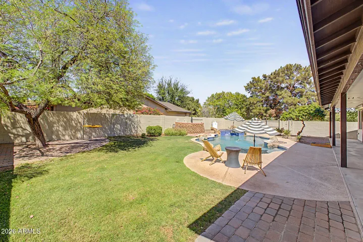 Backyard with grass / play area