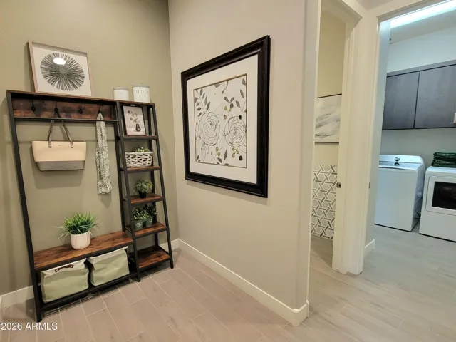 Hall, laundry, half bathroom