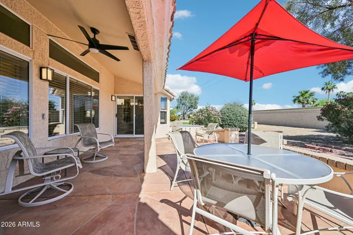 The covered and open patio