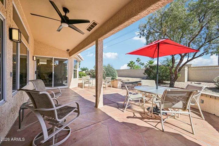 The covered and open patio