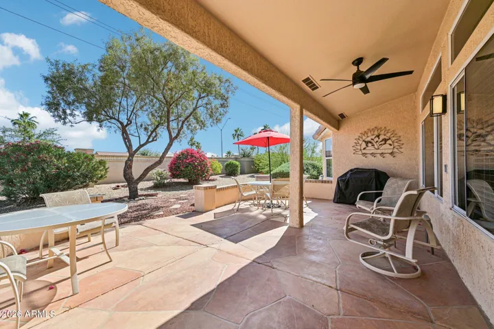 The covered and open patio