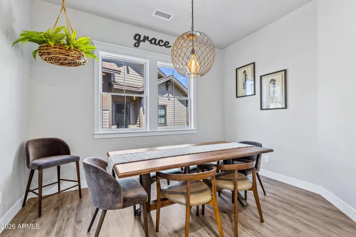 Roomy dining area with majestic mountain views.