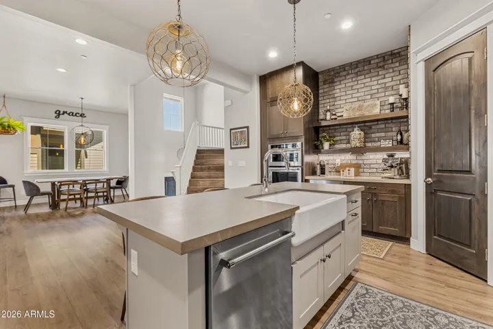 Spacious kitchen and dining area.