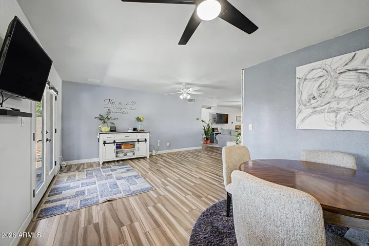 Kitchen overlooking dining space