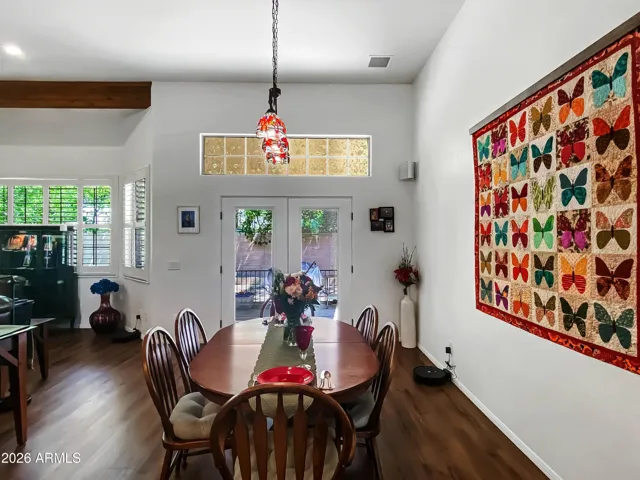 Dining area, towards french doors to back yard