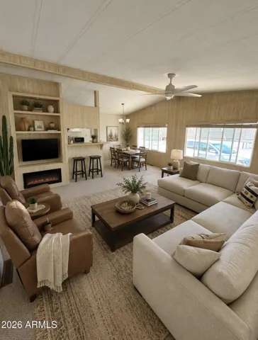 The fireplace is not real and does not convey! It’s just an example of decor.