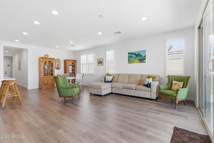 Wide layout highlighting tile flooring and flexible furniture placement