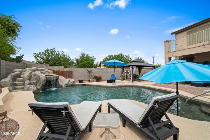 Waterfall & pool slide