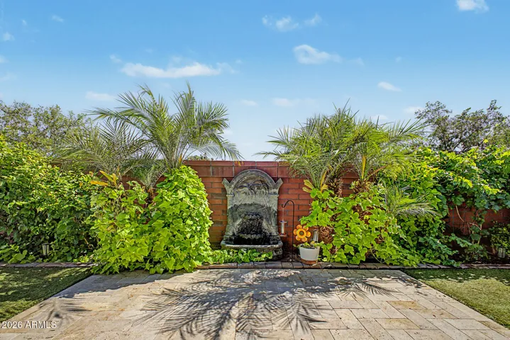 Greenery and water feature