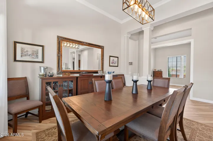 The Dining Room is right across the hall from the den.