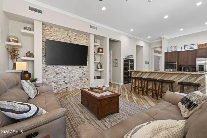 Notice the flow from the kitchen into the Family Room.