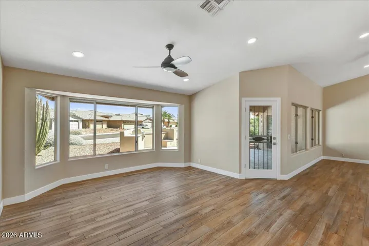 Another view of the family room with bay window