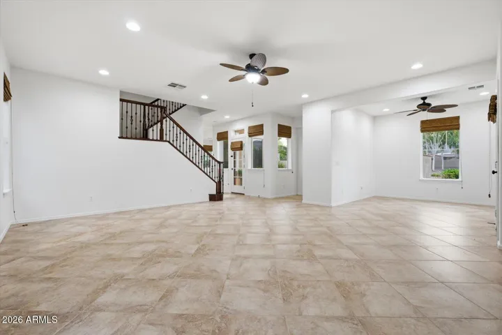 Front living room and flex space / den