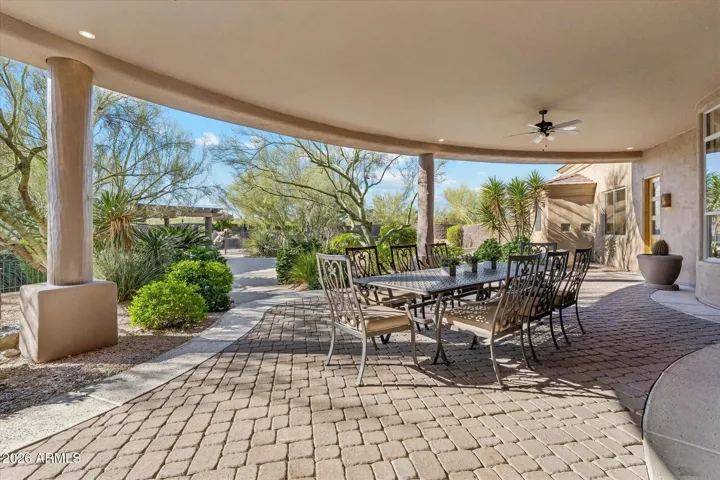 Deep covered entertaining space