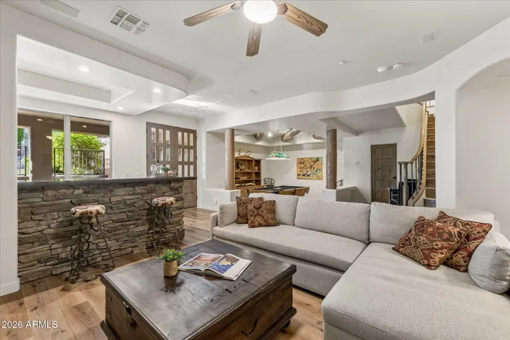 Bar & kitchenette with private patio access