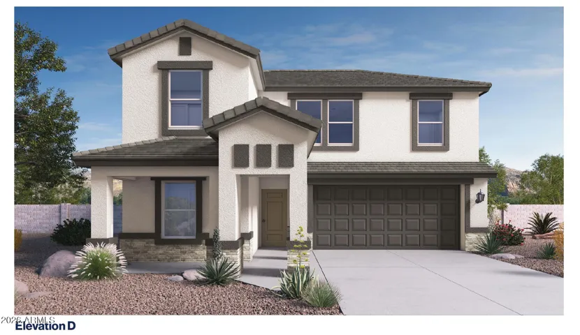 Exterior Elevation "D" Rendering-Does not reflect exterior paint color and stone veneer color