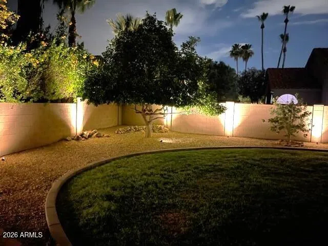 Backyard Grass Area at Twilight