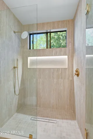 Down Stairs Bathroom Custom Shower with Light Feature
