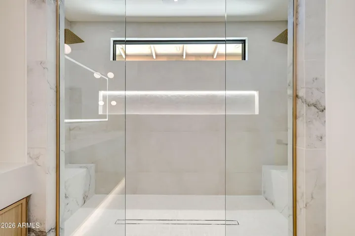 Master Bedroom Custom Dual Headed Large Shower With Seating