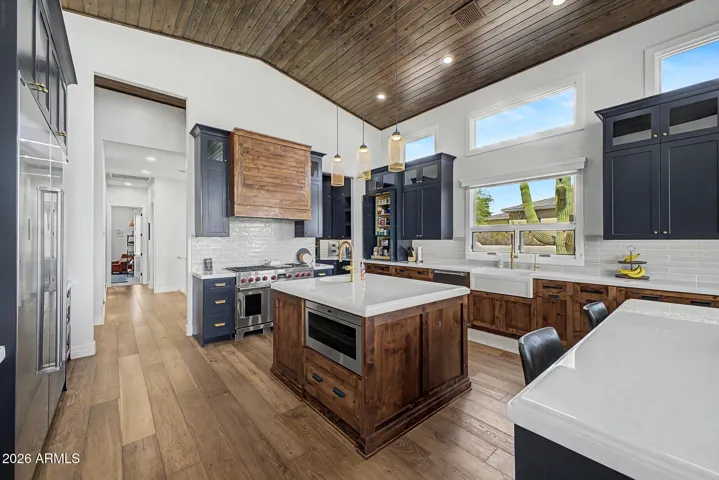 Beautiful marble counters in this gorgeous kitchen