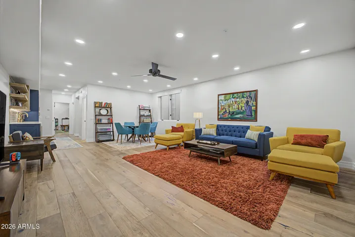 Spacious basement features huge living/family room with kitchenette