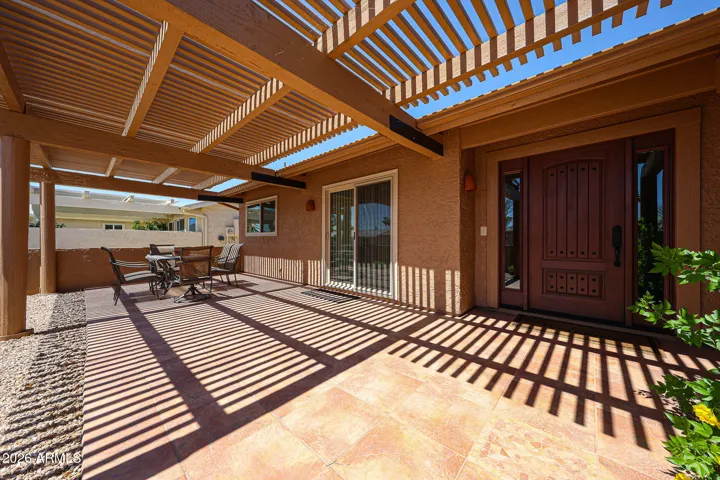 Tiled south facing front patio