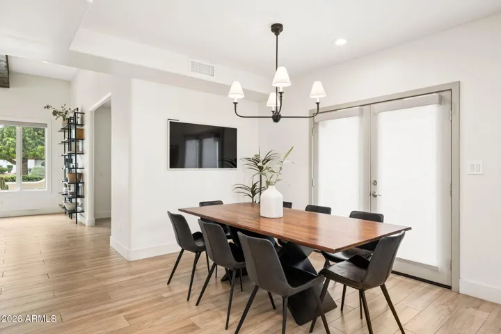Open the french doors and enjoy eating dinner al fresco style.