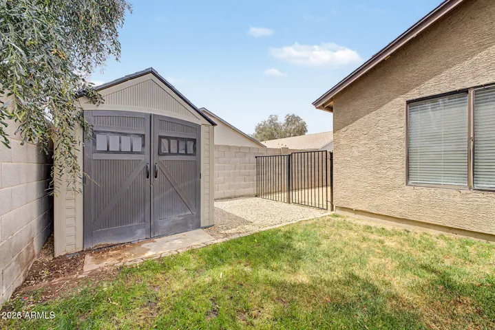 Storage shed in back